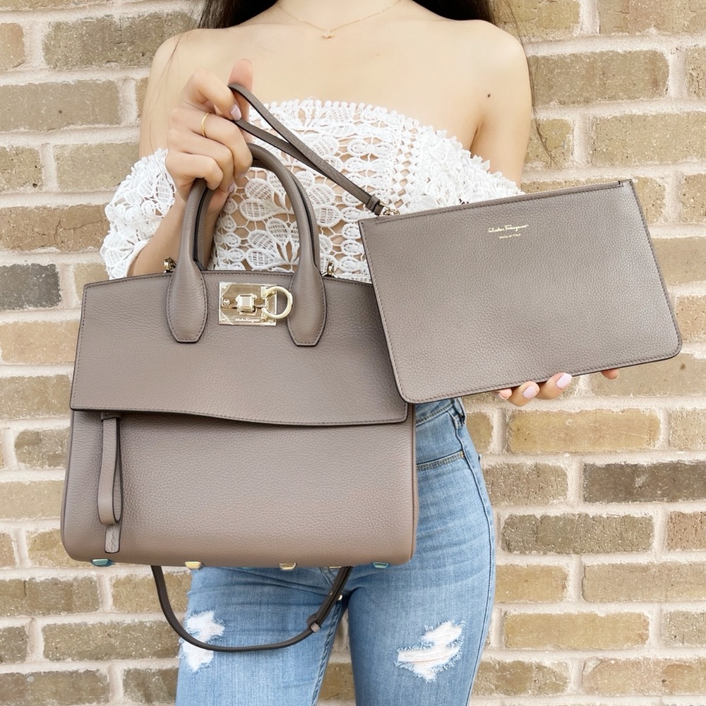 Salvatore Ferragamo Studio Bag Leather Satchel - Picture 1 of 13